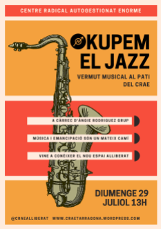 Orange and Red Illustrated Saxophone Jazz Event Poster Correct